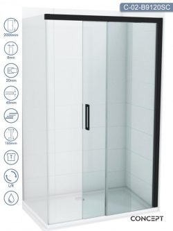 Tuš paravan C-02-B9120SC Alpha-Black 120x200cm