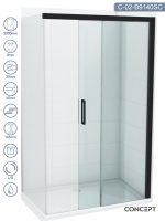 Tuš paravan C-02-B9140SC Alpha-Black 140x200cm