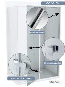 Tuš paravan C-02-3100 Concept Fonta 100x195cm-2