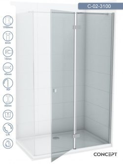 Tuš paravan C-02-3100 Concept Fonta 100x195cm