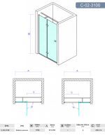 Tuš paravan C-02-3100 Concept Fonta 100x195cm-3