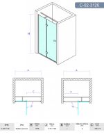 Tuš paravan C-02-3120 Concept Fonta 120x195cm-3