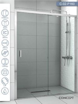 Tuš paravan C-02-P160 Concept Opal Minotti