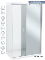 Tuš paravan C-02-5100M Titan sa-ogledalom 100x195