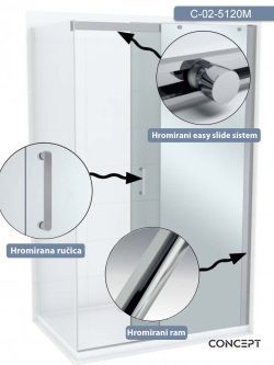 Tuš paravan C-02-5120M Titan sa-ogledalom 120x195-1