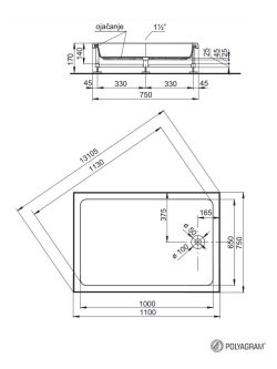 Tuš kada sa oblogom 110x75 Alfa-Polyagram-2