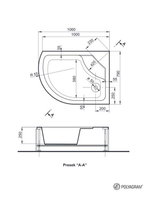 Tuš kada Elena ugaona-desna Polyagram 110x80cm-3