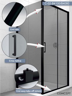 Tuš kabina 100x80 Concept Atlas Black-2