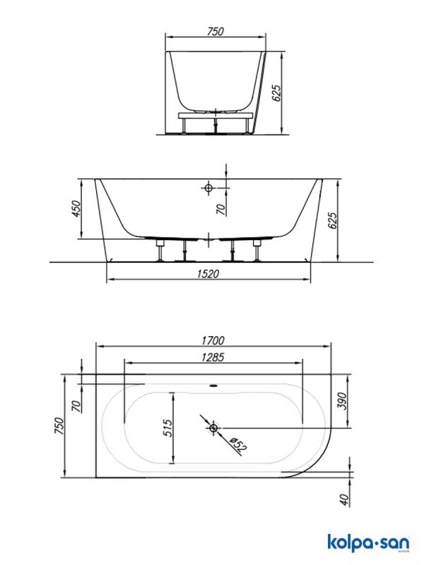 Ugaona-desna kada Dream 170x75 Kolpa-san-2