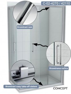 Tuš kabina 70x110cm Atlas-Element Concept-2
