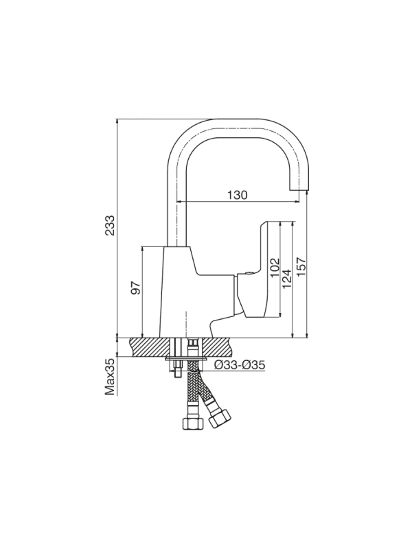 Baterija za lavabo Minotti Prima sa labud lulom 4120 - Slika 2