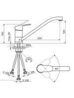 Baterija za sudoperu sa 3 cevi Smart Rosan JA381003 - Slika 2