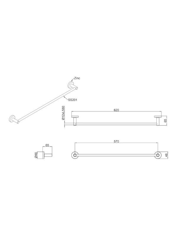 Držač peškira 60cm Modern Linni - Slika 2