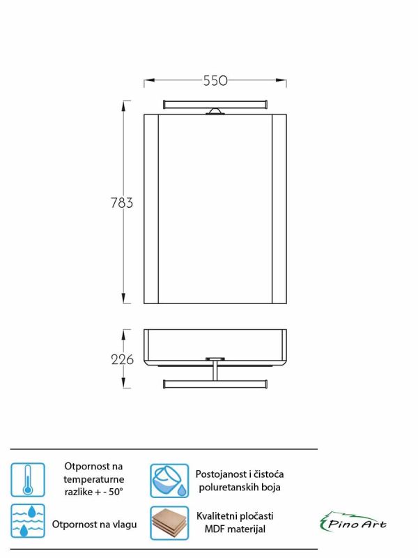 Ormarić sa ogledalom-led svetlom Soft-drvo 55cm-2
