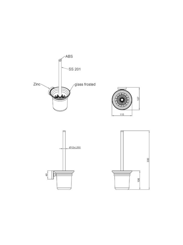 Wc četka zidna hrom Modern Linni - Slika 2