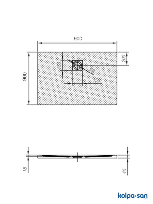 Slim tuš kada ugradna KolpaSan-Serra 90x90-3