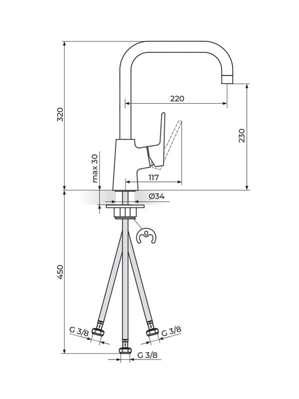 Baterija za sudoperu sa 3 cevi Stolz Black Rosan 138203BB - Slika 2