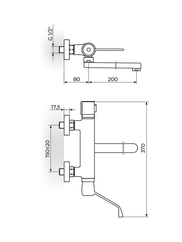 Termostatska baterija za lavabo/sudoperu lekarska Stolz Thermo Rosan 1T32L20 - Slika 2