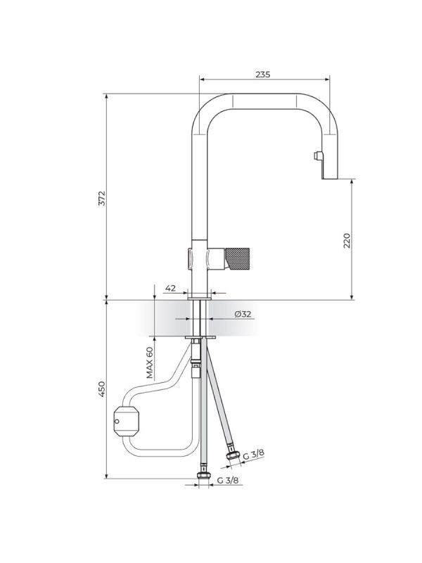 Baterija za sudoperu sa izvlačivim tušem S2 Black Rosan 238401B - Slika 2