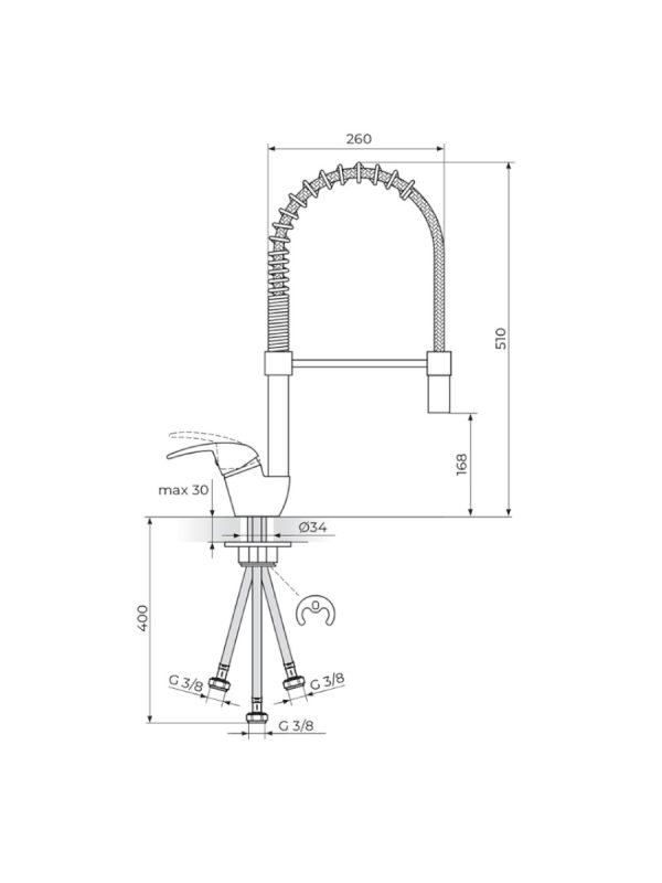 Baterija za sudoperu sa 3 cevi poluprofesionalna King Rosan J388003 - Slika 2