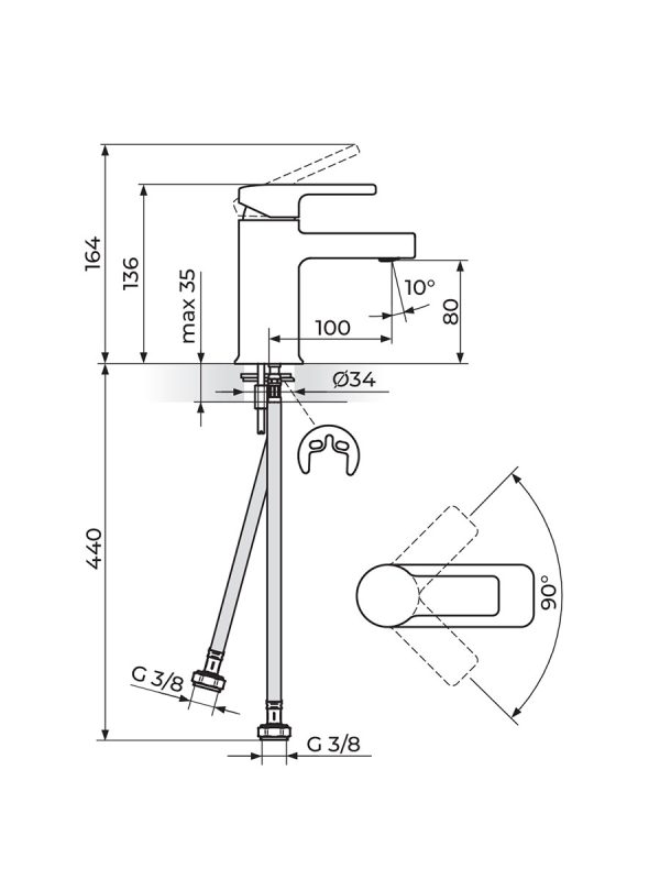 Baterija za lavabo B2 Rosan JB30101 - Slika 2