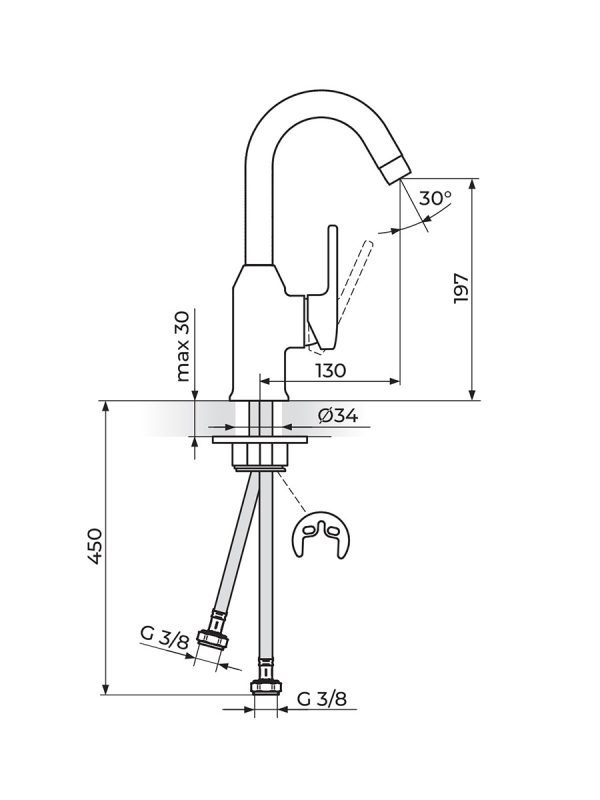 Baterija za lavabo B2 Rosan JB30301 - Slika 2