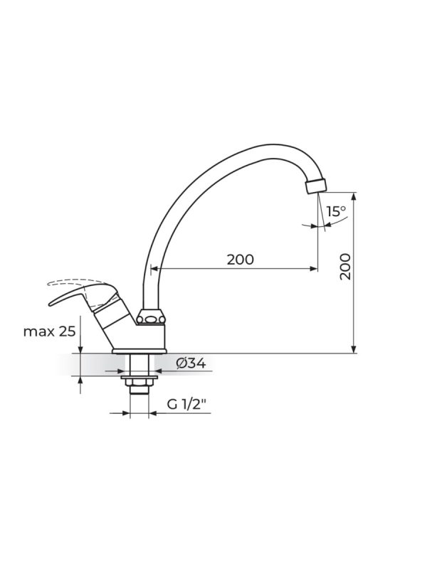 Baterija za hladnu vodu Perla Rosan JP531200 - Slika 2