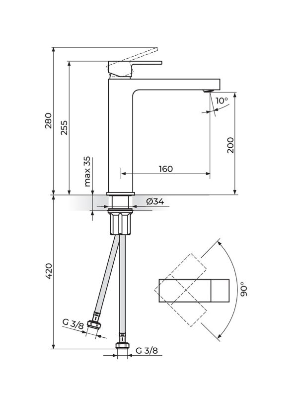 Baterija za lavabo Quadro Rosan JQ30109 - Slika 2
