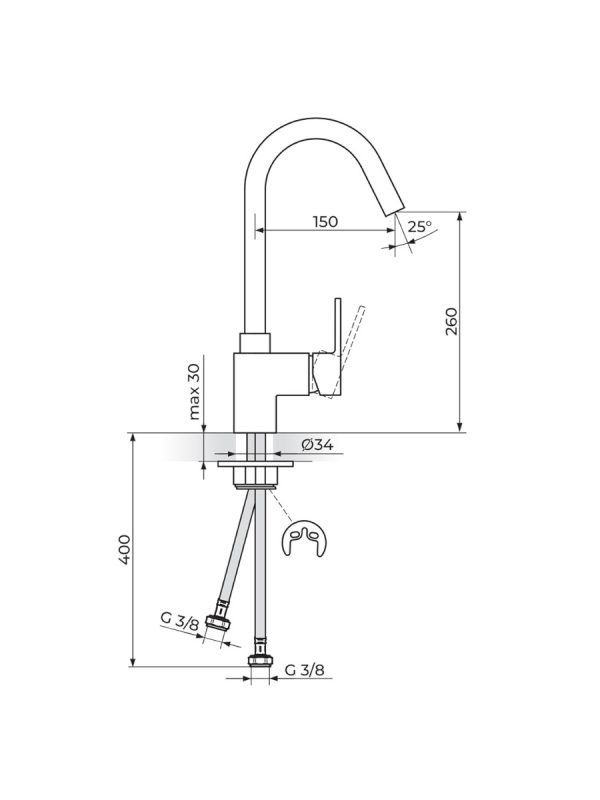 Baterija za sudoperu Quadro Black Rosan JQ38101B - Slika 2
