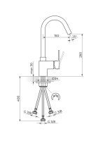 Baterija za sudoperu sa 3 cevi Quadro Black Rosan JQ38103B - Slika 2