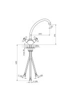 Baterija za lavabo sa 3 cevi Nostalgija Rosan N26101 - Slika 2