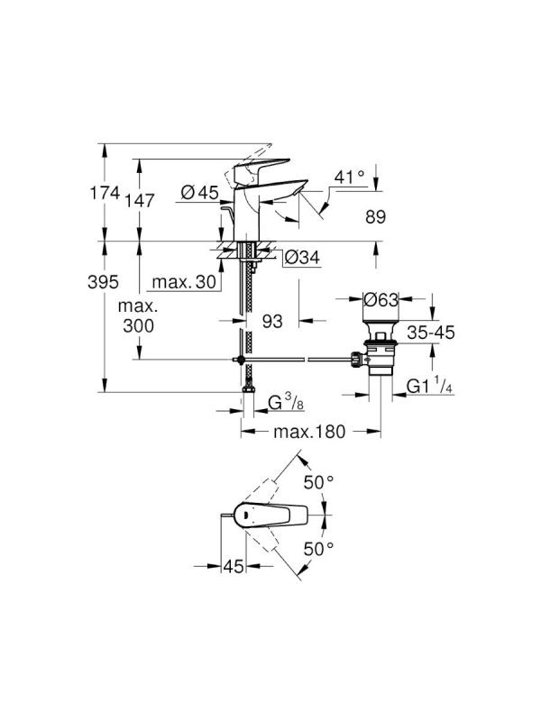 Baterija za lavabo S BauEdge New 23328001 Grohe - Slika 2