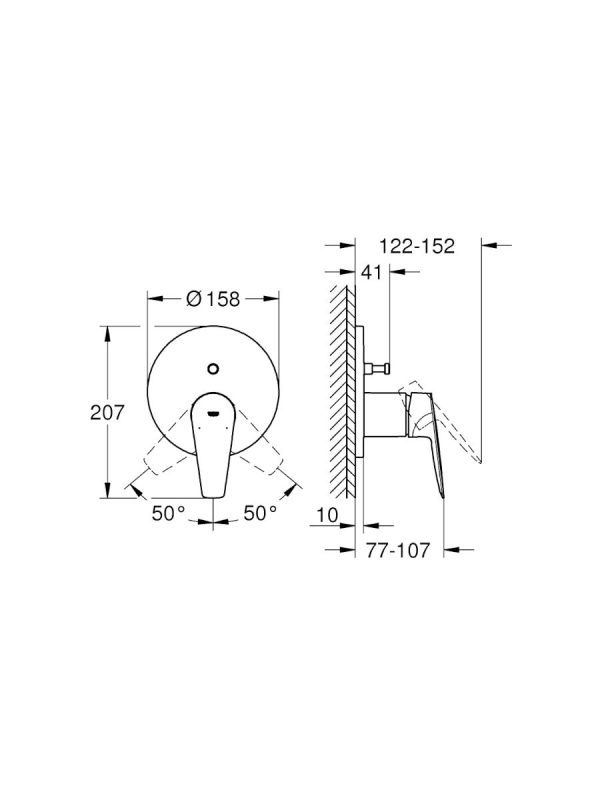 Ugradna baterija za tuš kadu BauEdge New 24162001 Grohe - Slika 2