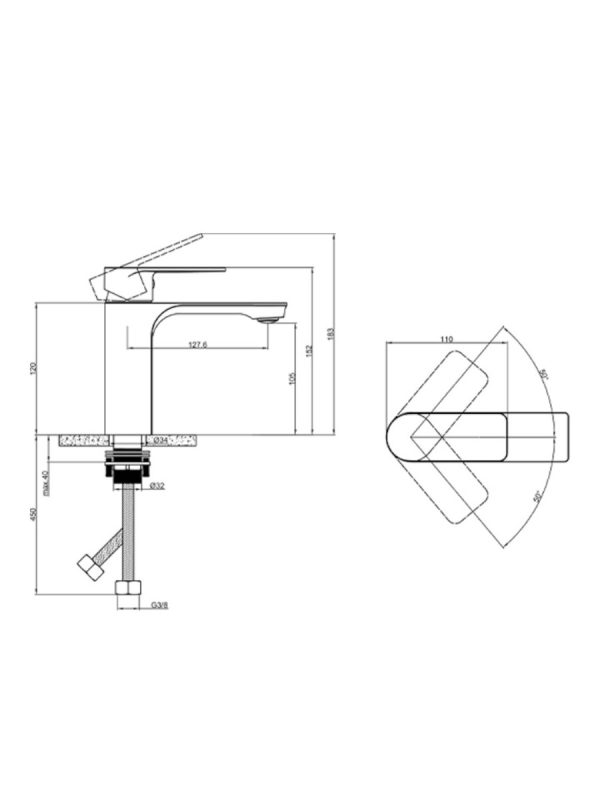 Baterija za lavabo Sena Linni - Slika 3