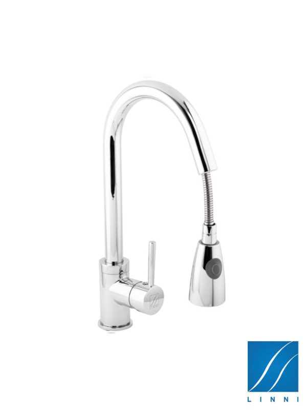 Baterija za sudoperu hrom sa izvlačivim tušem Kitchen 005 Linni - Slika 2