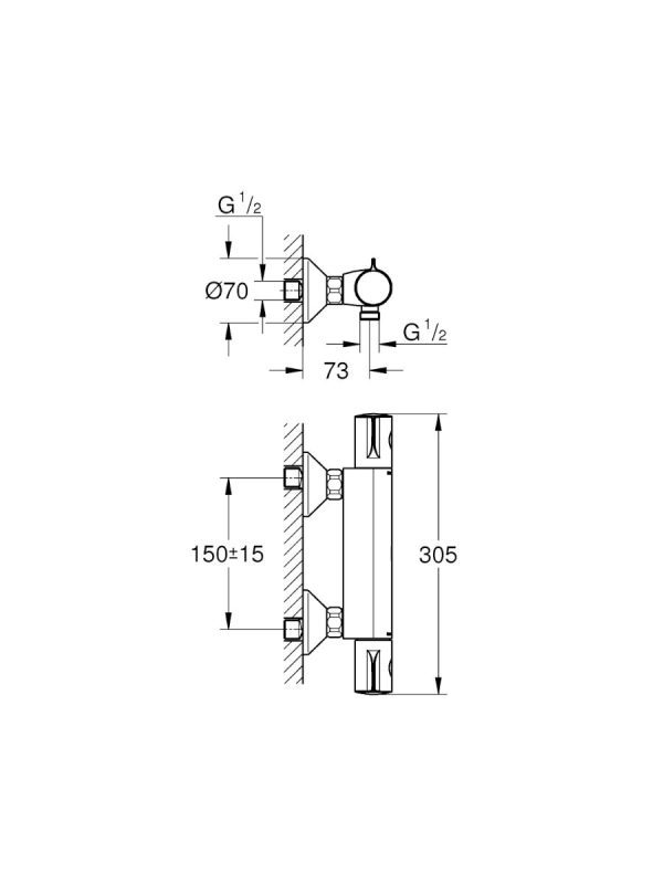 Termostatska baterija 34558000 Grohtherm Grohe - Slika 2
