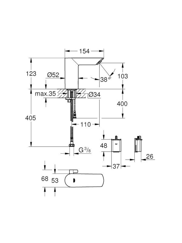 Senzorska baterija za toplu/hladnu vodu Grohe 36451000 - Slika 2