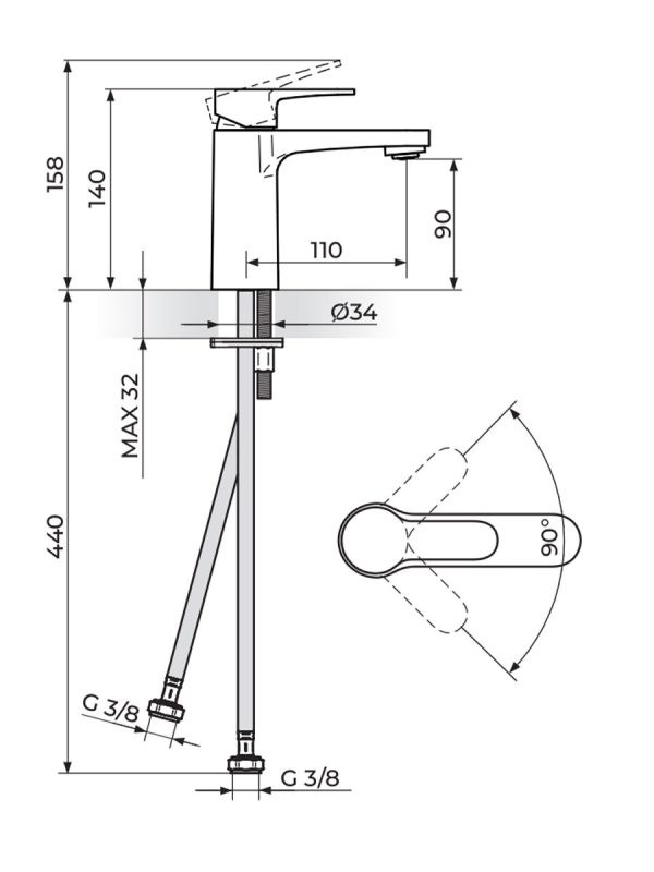 Baterija za lavabo Blau Rosan B130100B - Slika 2