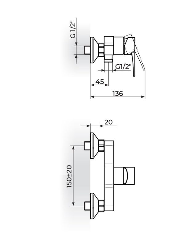 Baterija za tuš kadu bez ručnog tuša Blau Rosan B137100B - Slika 2