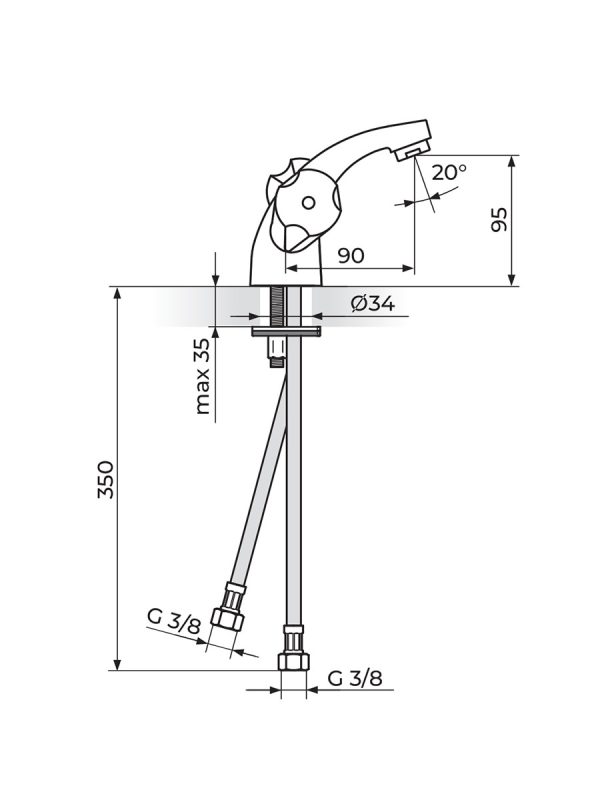 Baterija za lavabo Keramic Rosan KK21101 - Slika 2