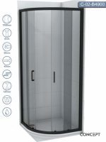 Tuš kabina C-02-B4900 Atlas-Black R90 crni-ram