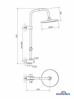 Usponski tuš sa ručnim tušem PUT70B-Rosan-2