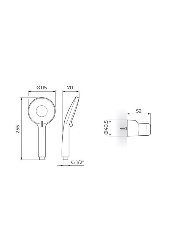 Tuš ručica sa držačem i tuš crevom Blau PTRS70B Rosan - Slika 2