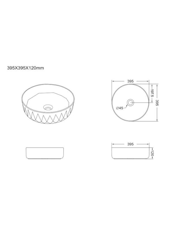 Lavabo nadgradni SOB/S 01 Linni 39,5cm - Slika 3