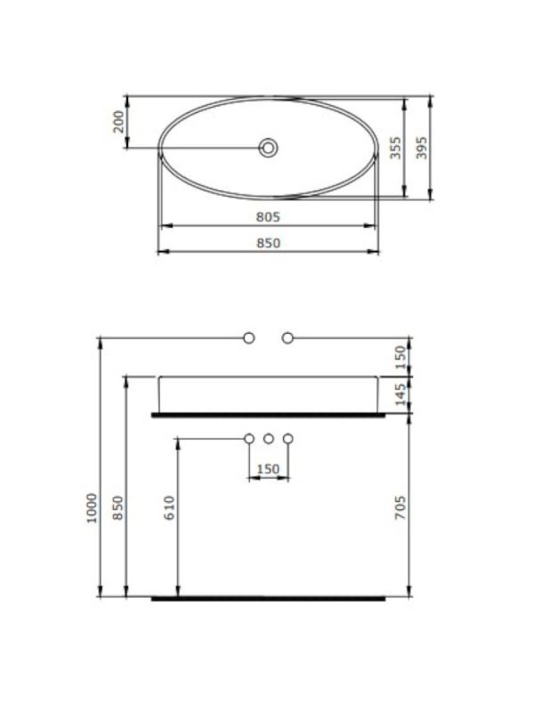 Lavabo nadgradni Vessel Bocchi bela sjaj 85x39,5cm - Slika 2