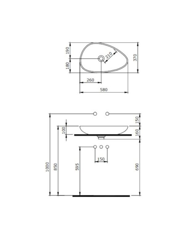 Lavabo nadgradni Etna Bocchi 58x37cm - Slika 2