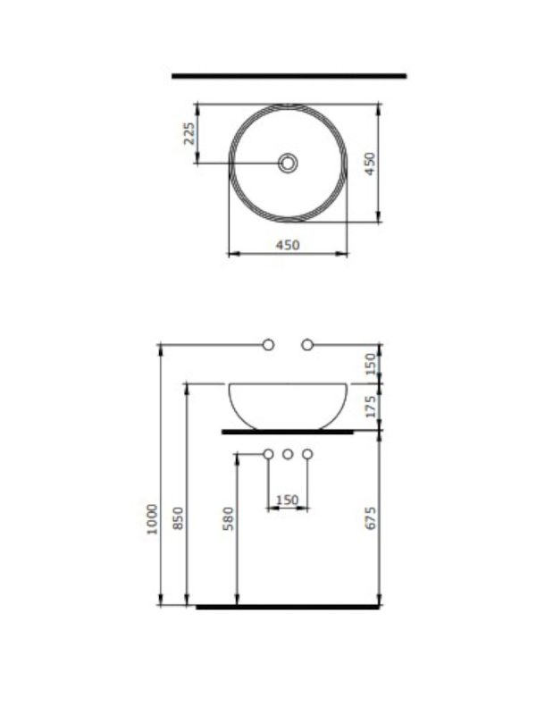 Lavabo nadgradni crni Venezia Bocchi 45cm - Slika 2