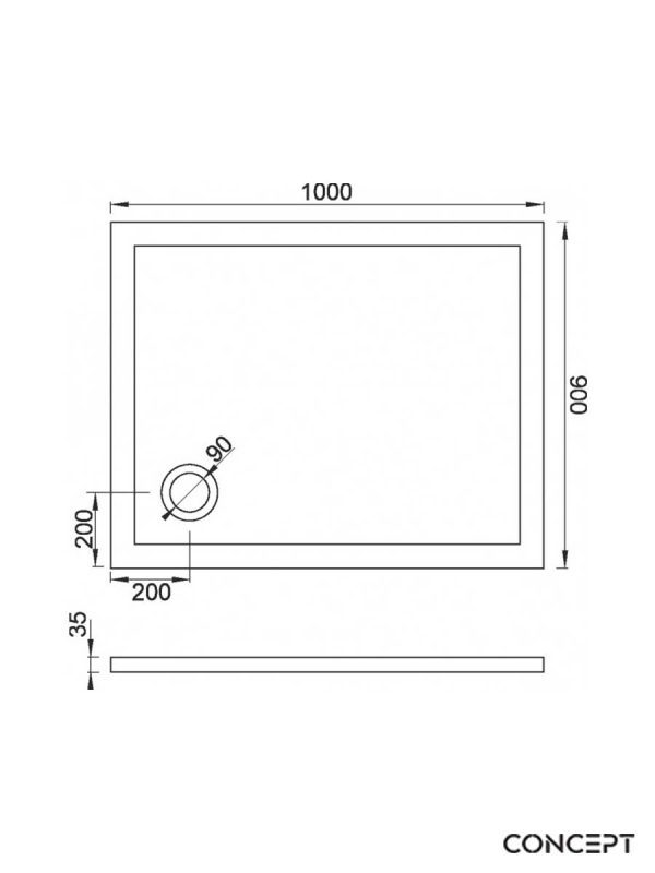 Tuš kada ugradna slim 100x90cm Solilux Concept C-11-1090 - Slika 2