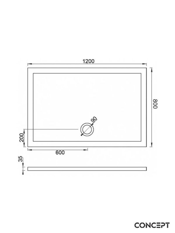 Tuš kada ugradna slim 120x80cm Solilux Concept C-11-1280 - Slika 2