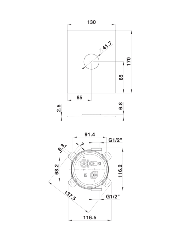 Ugradna baterija za tuš kadu SQ Black q90B 00361B Herz - Slika 2